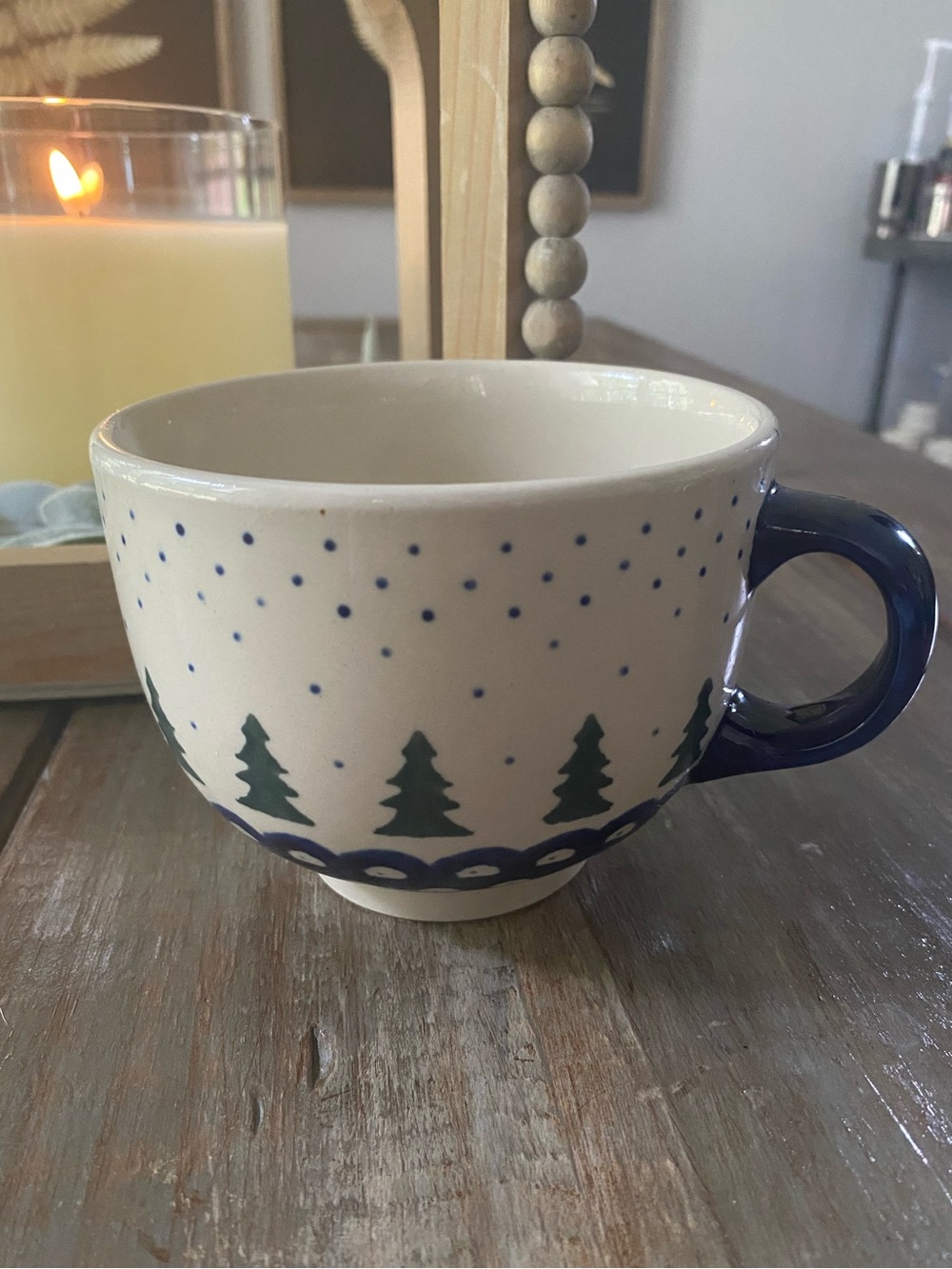 Bolesławiec Polish Pottery Large Christmas Mug